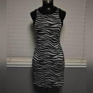 No Boundaries Black and White Zebra Print Midi Dress